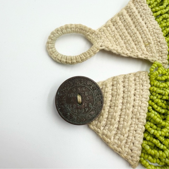 Vintage Glass Beaded 1927 Coin Multi-Layered Statement Necklace - Picture 3 of 8